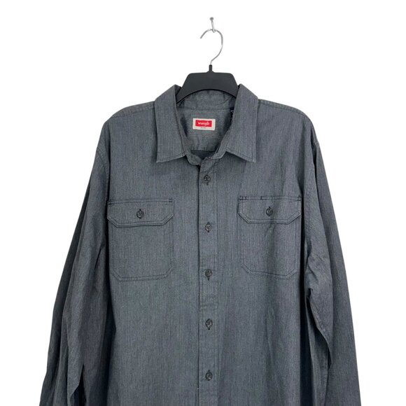 Wrangler Mens Grey Long-Sleeve Button-Up Work Shirt Size 2XL Cotton Blend - Picture 10 of 12